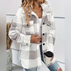Gorgeous Shacket! Plaid Fuzzy & Casual Button Front Long Sleeve Outerwear